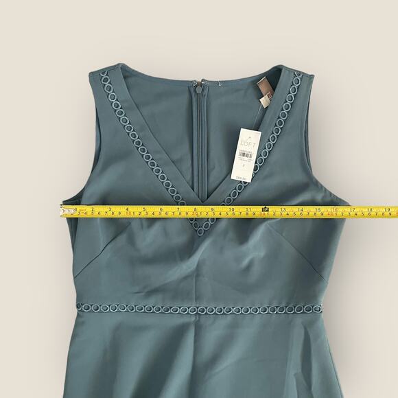 Ann Taylor Loft Lacy A-Line Dress Womens 2 Blue Sleeveless Casual Simple Basic - Picture 5 of 7